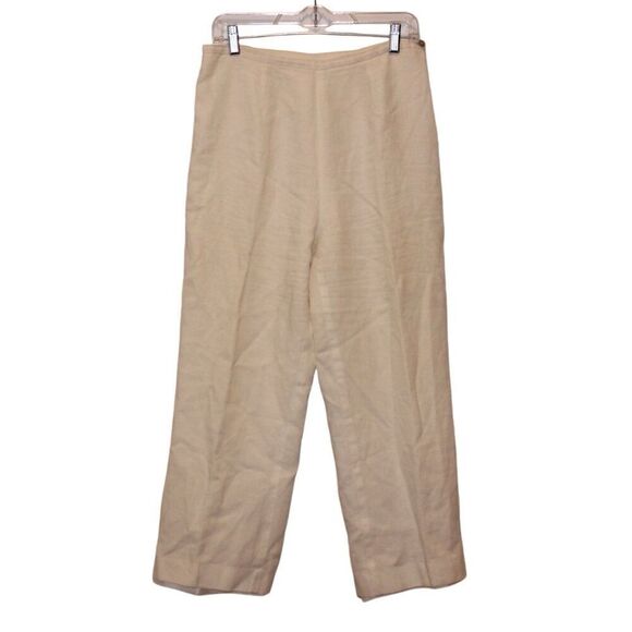 Sandro Vintage White Linen High Rise Straight Leg Trousers Pants Women's Size 12 - Picture 1 of 15